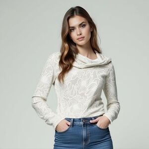 LuLaRoe Allison Wrap Beige Floral Cowl Neck Top/Cardigan Size Large